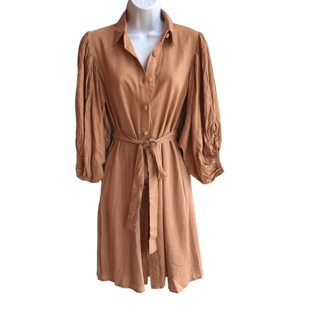 Girl and the Sun Alessi Mini Linen Blend Beachy Summer Shirt Dress size S